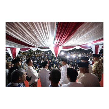 Prabowo Sambut Kemenangan Pemilu 2024 di Kertanegara