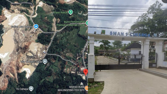 Viral Google Maps Tunjukkan Bekas Tambang Besar di Belakang SMAN 1 Cimarga