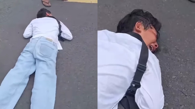 Viral Seorang Pria Tiduran di Jalan Sambil Menangis, Diduga Karena Patah Hati