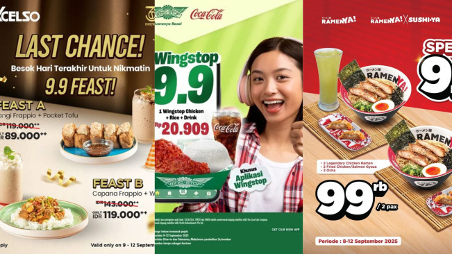 Promo 9.9 Masih Tersisa Hari Ini Jumat, 12 September 2025: Wingstop, RamenYa dan Excelso