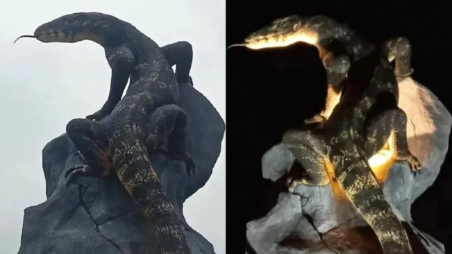 Tugu Biawak Wonosobo Seperti Reptil Hidup, Cuma Habiskan Rp 50 Juta