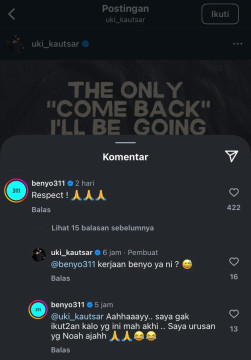Komentar Manajer NOAH di Postingan Instagram Uki (instagram)