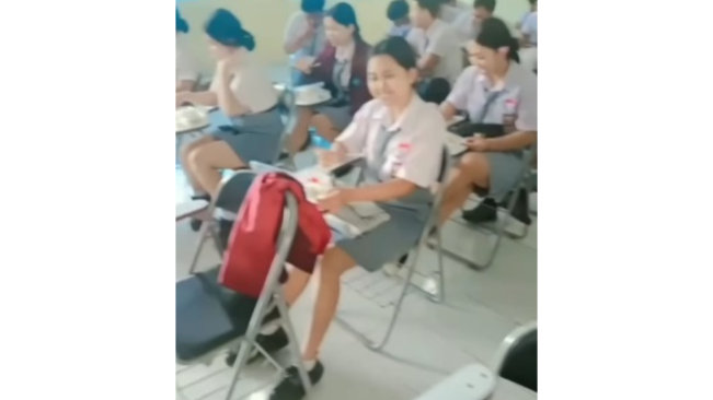 Suasana Makan Gratis SMA di Bali Bikin Netizen Gagal Fokus: Roknya Kok Pendek-Pendek Banget Ya