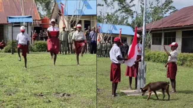 Viral Upacara 17 Agustus SD di Papua Gak Pakai Sepatu, Netizen: Mereka seperti Belum Merdeka