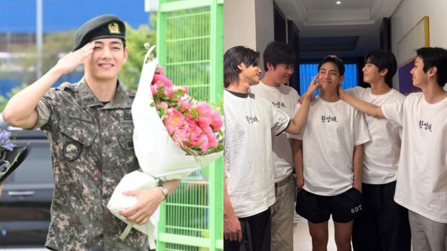 6 Potret V BTS Keluar Wamil, Disambut Hangat Wooga Squad!