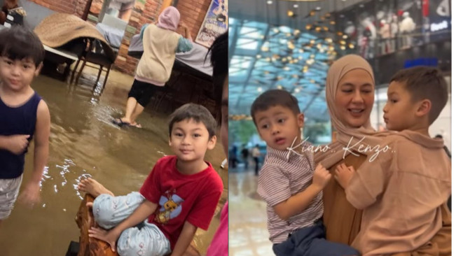 Baim Wong Unggah Anak-Anaknya Kebanjiran, Netizen Malah Singgung Tangisan Kenzo ke Paula