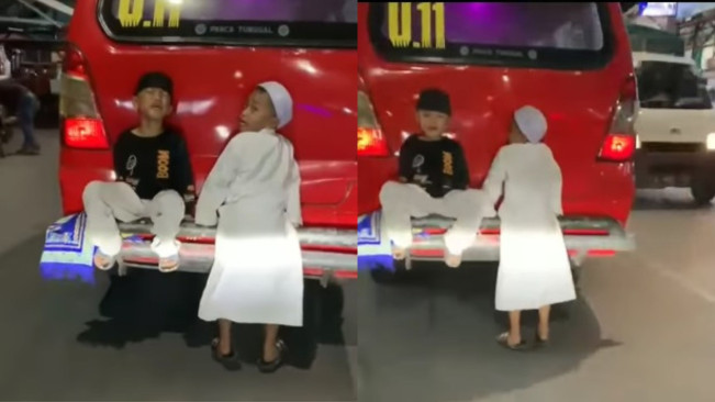 Dicari Netizen: Pembuat Video Bocil Gelantungan di Bumper Belakang Angkot Sambil Tertawa-tawa