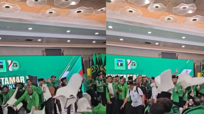 Viral Muktamar X PPP Diwarnai Saling Lempar Kursi, Netizen: Partai  Lo Gambar Ka'bah Malu Ngapah
