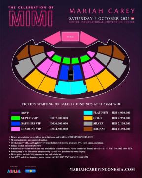 Seatplan dan harga tiket konser Mariah Carey. (Color Asia Live)