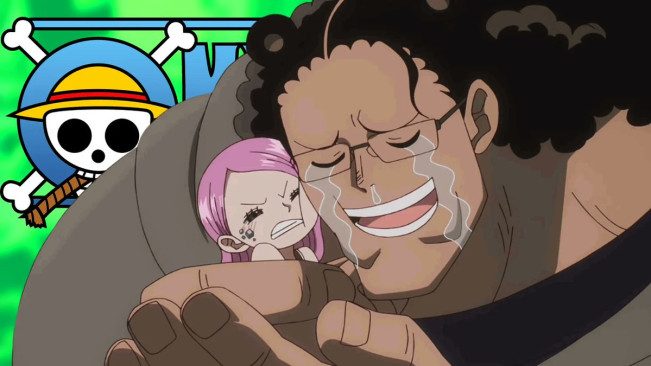 Bartholomew Kuma menangis memeluk Bonney. [X/@KingdomFantasy0]
