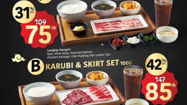 Yakiniku Like Bagi-Bagi Promo, Prime Steak Rp179.000 & Karubi Set Mulai Rp65.000