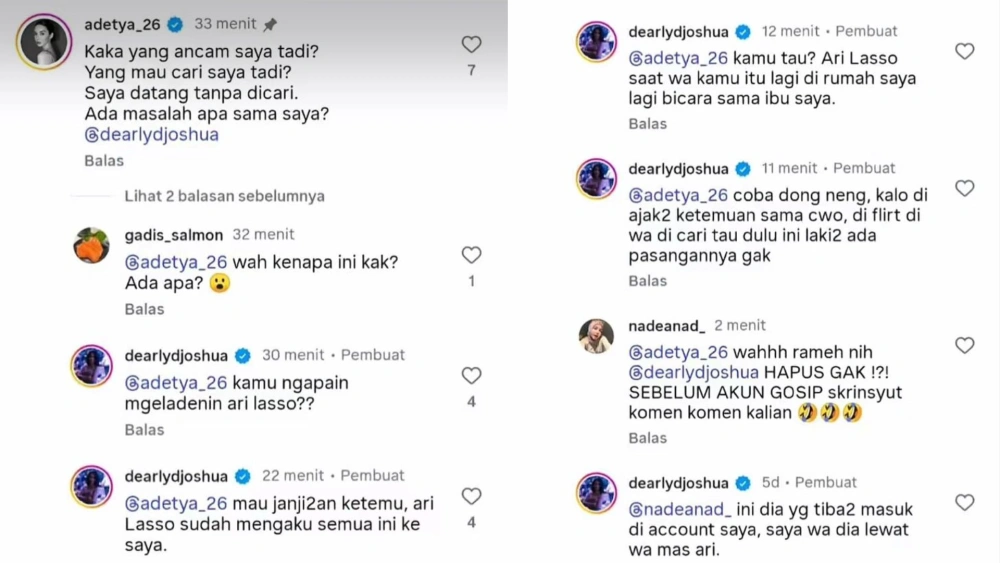 Ade Tya dan Dearly Joshua terlibat percakapan panas di media sosial. [TikTok]
