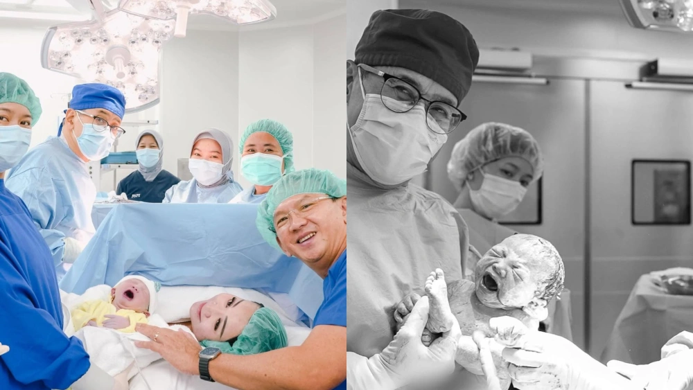 Momen haru kelahiran Regina Welasih Purnama. Ahok setia mendampingi Puput Nastiti Devi di ruang persalinan. [Instagram/@basukibtp]