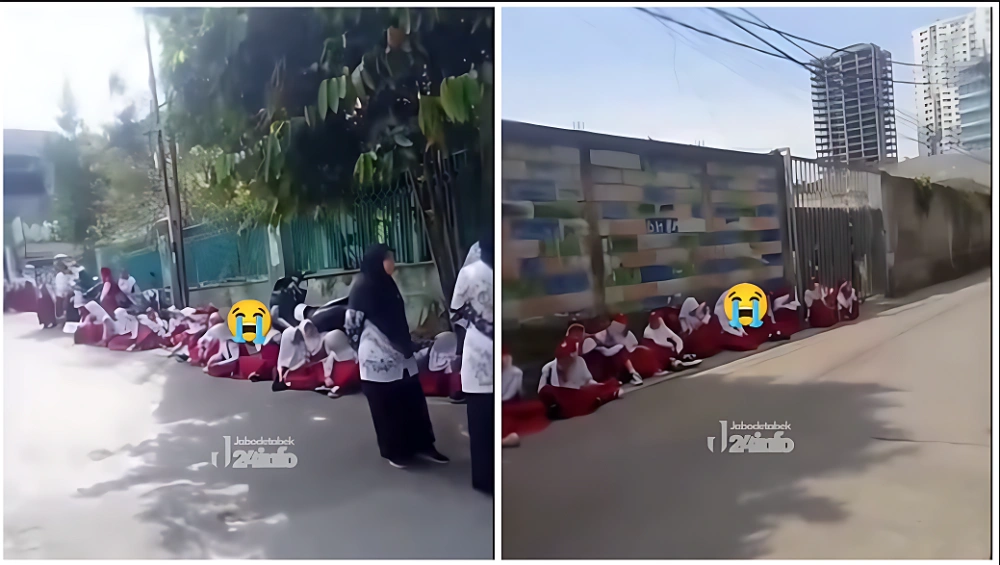 Anak Sd Sedang Menunggu Wali Kota Bandung Di Pinggir Jalan (Instagram)