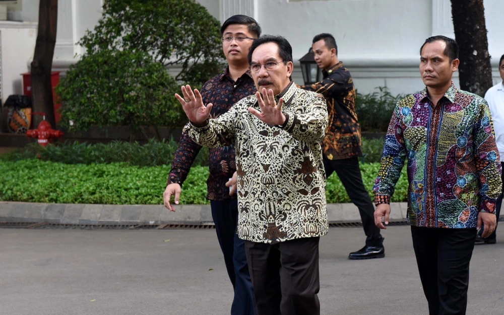 Mantan Ketua KPK Antasari Azhar usai bertemu Presiden Joko Widodo (Jokowi), di Istana Merdeka, Jakarta, Kamis (26/1) sore. [Dok. Setkab]