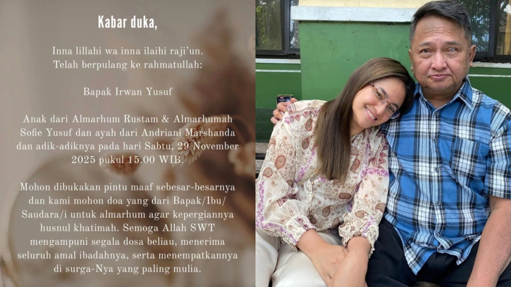 Ayah Marshanda, Irwan Yusuf meninggal dunia pada Sabtu (29/11/2025) pukul 15.00 WIB. [Instagram]