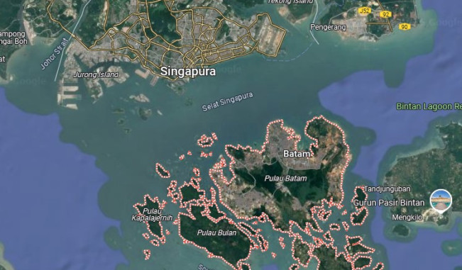 Peta Batam dan Singapura. (Google Maps)
