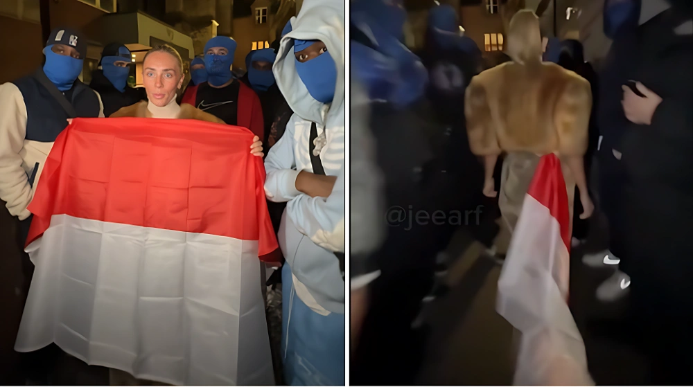 Bonnie Blue Kembali Berulah, Lecehkan Bendera Merah Putih di Depan KBRI London