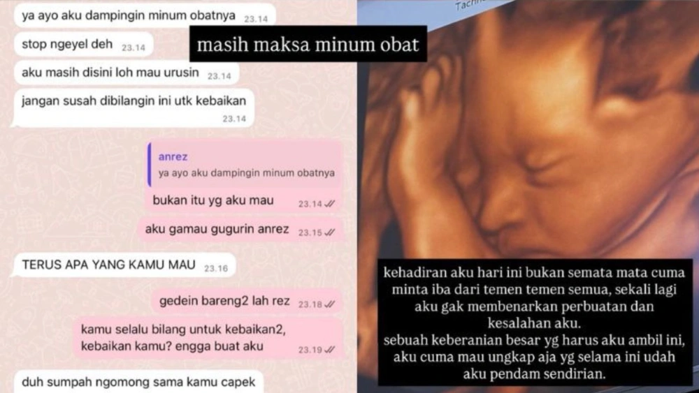 Bukti chat diduga Anrez Adelio yang meminta Friceilda Prillea menggugurkan kandungannya. [Instagram]