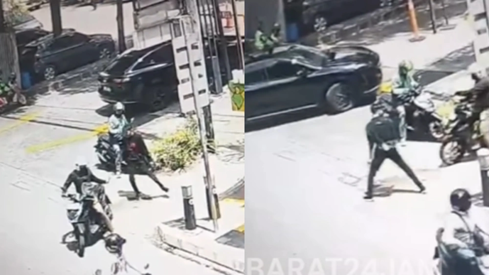 Tangkapan layar foto kolase aksi curanmor bersenpi di Kembangan, Jakbar, Senin (22/12/2025). [Instagram @jakartabarat24jam]