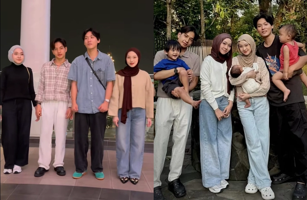 Momen ketika Aya dan Jule bersama pasangan masing-masing dulu. [TikTok]