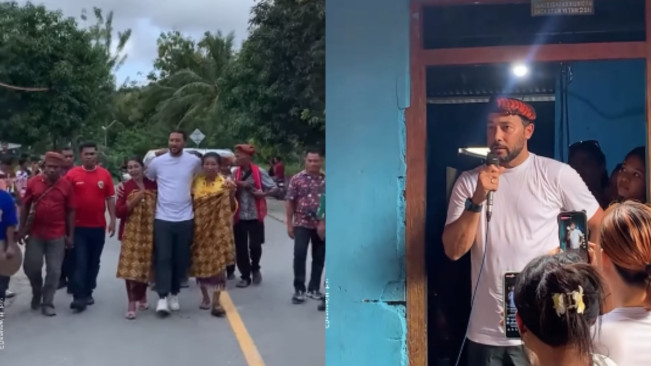 Momen Denny Landzaat Kunjungi Tanah Leluhurnya di Maluku, Menari hingga Pidato Bahasa Indonesia