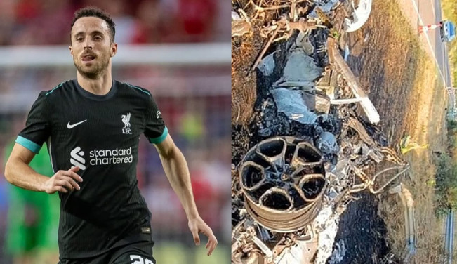 Diogo Jota dan penampakan mobil usai kecelakaan (instagram/@diogoj_18 dan dailymail)