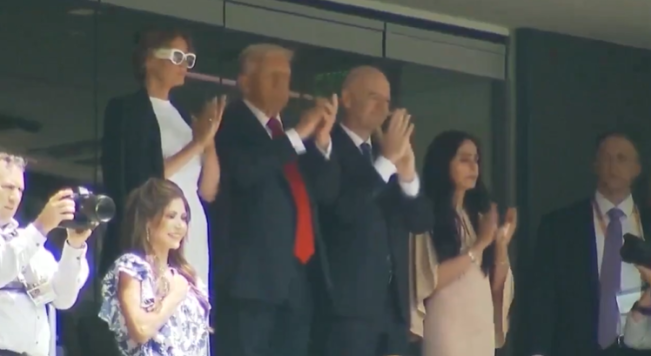 Presiden AS Donald Trum saat hadir di Final Piala Dunia Antarklub 2025. (Twitter)