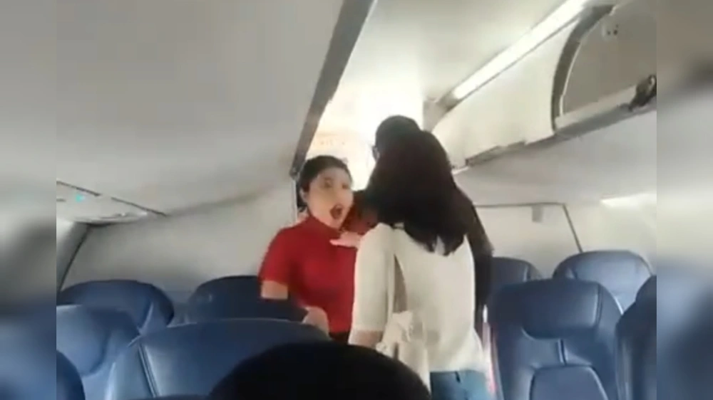 Tangkapan layar pramugari cekcok dengan anggota DPRD Sumut di pesawat. [Instagram]