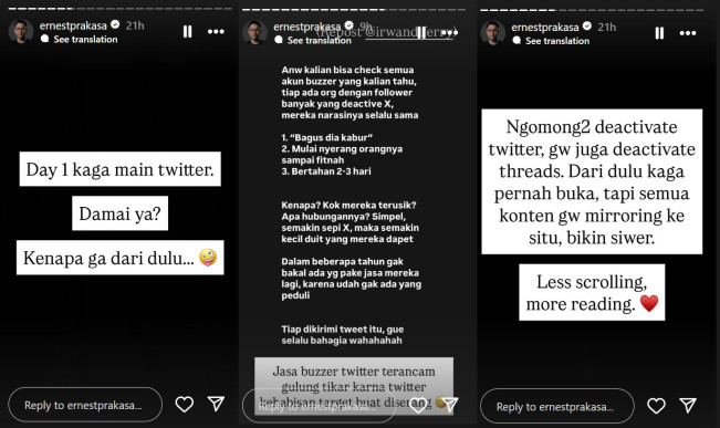 Update Ernest Prakasa. (Instagram)