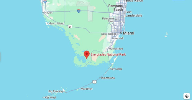 Peta wilayan Everglades, Florida. (Google Maps)