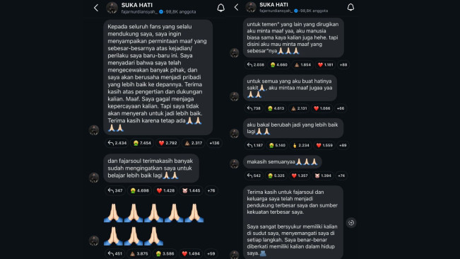 Permintaan Maaf Fajar Noor (instagram)