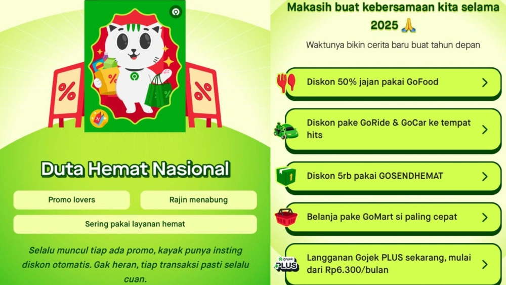 Pengguna bisa melihat kebiasaan unik mereka saat memakai layanan Gojek selama tahun 2025. [Gojek]