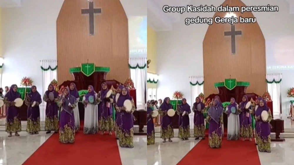 Grup kasidah tampil di Gereja [Tiktok]