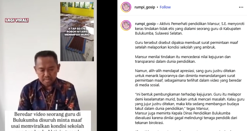 Guru Meminta Maaf (Instagram/rumpi_gosip)