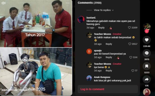 Unggahan seorang guru bertemu dengan muridnya. (TikTok)