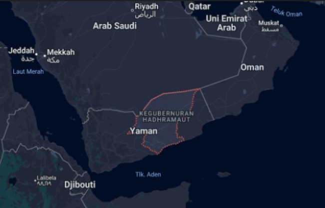 Peta Hadramaut, Yaman. (Google Maps)