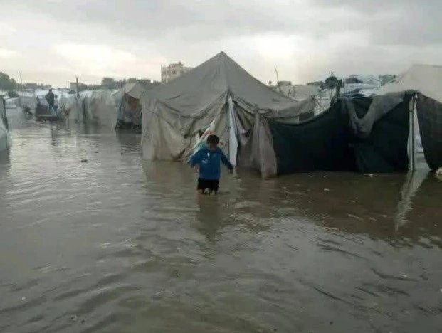 Hujan Deras Ubah Kamp Pengungsian Gaza Palestina Jadi Kolam Air Berlumpur