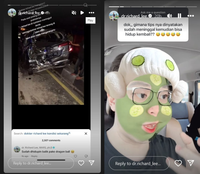Respons Richard Lee dikabarkan meninggal kecelakaan. (Instagram)