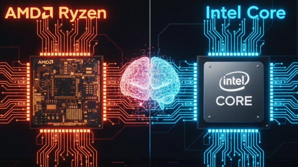 Ilustrasi Bedanya Ryzen Dan Intel (Gemini AI)