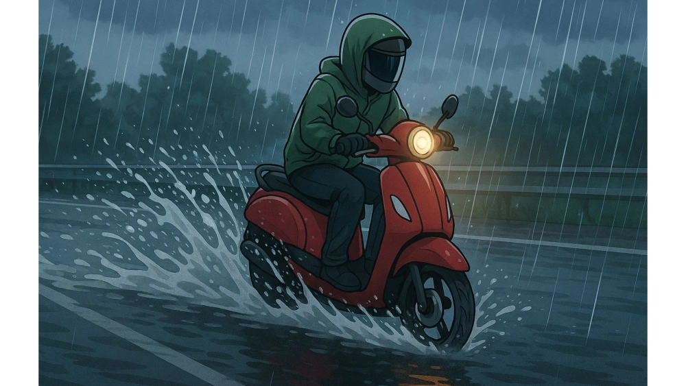 Ilustrasi berkendara saat musim hujan. [ftnews-copilot]