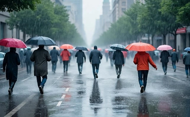 Ilustrasi hujan deras di Teheran [Meta AI]