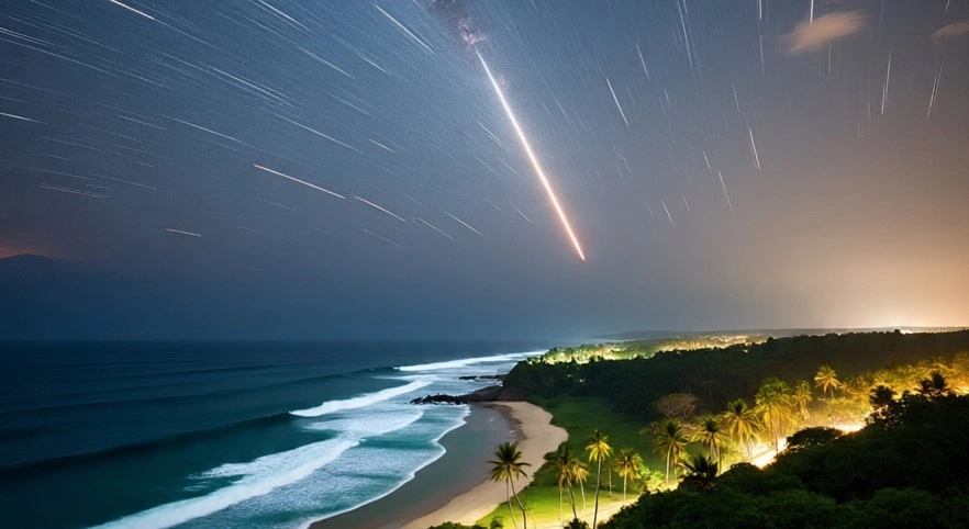 Ilustrasi hujan meteor ursid [Meta AI]