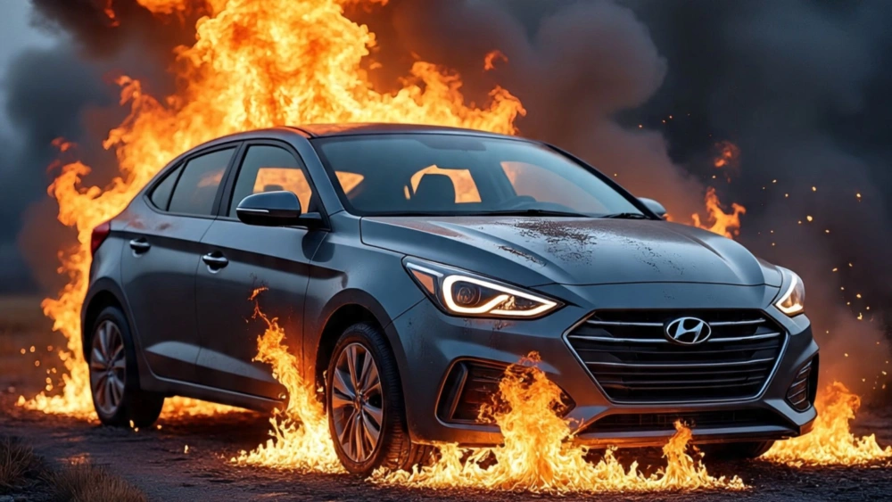 Ilustrasi Hyundai I20 berisi tiga orang meledak di Delhi, India [Meta AI]