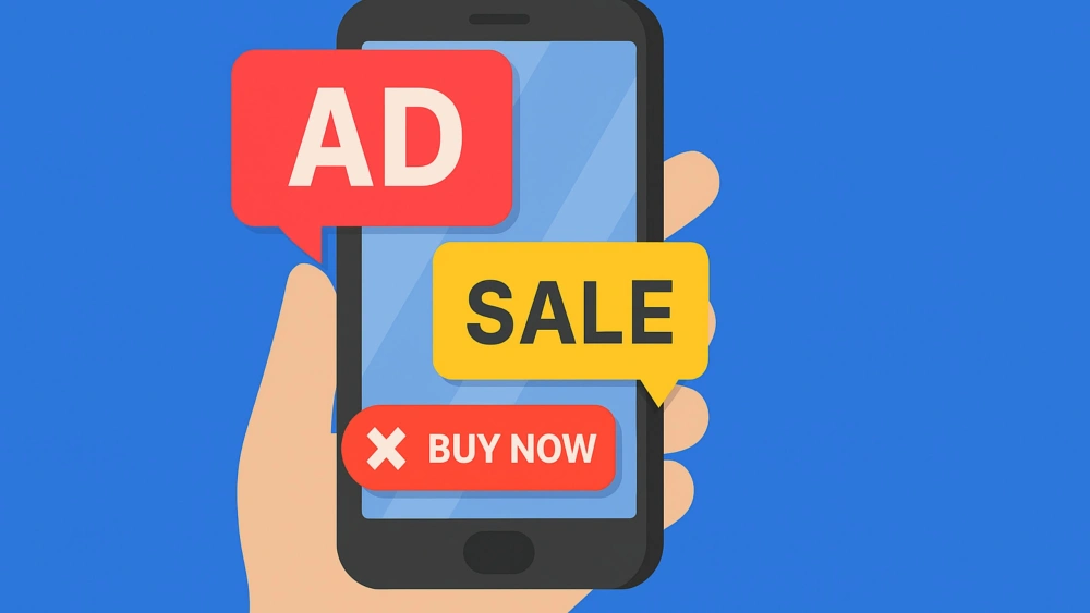 Ilustrasi iklan di HP. [ftnews-copilot]