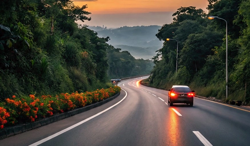 Ilustrasi jalan tol di Thailand [Meta AI]