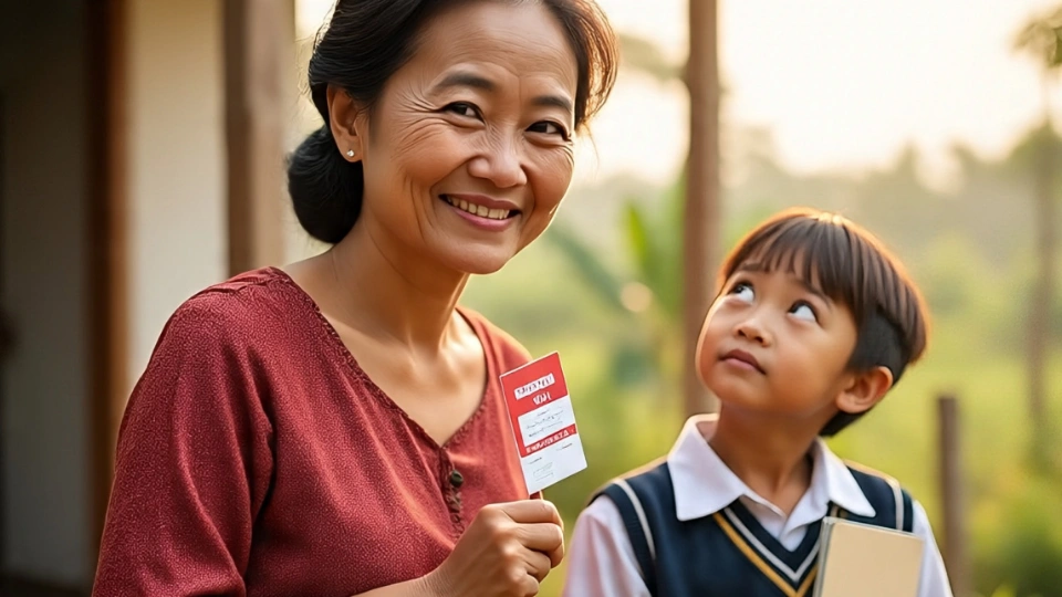 Ilustrasi keluarga terima kartu KKS (Meta AI)