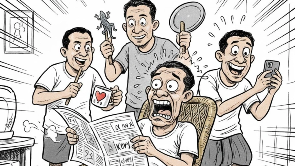 Respons spontan yang muncul saat terkejut inilah yang membuat penderita latah sering jadi sasaran keusilan. [Gemini AI]