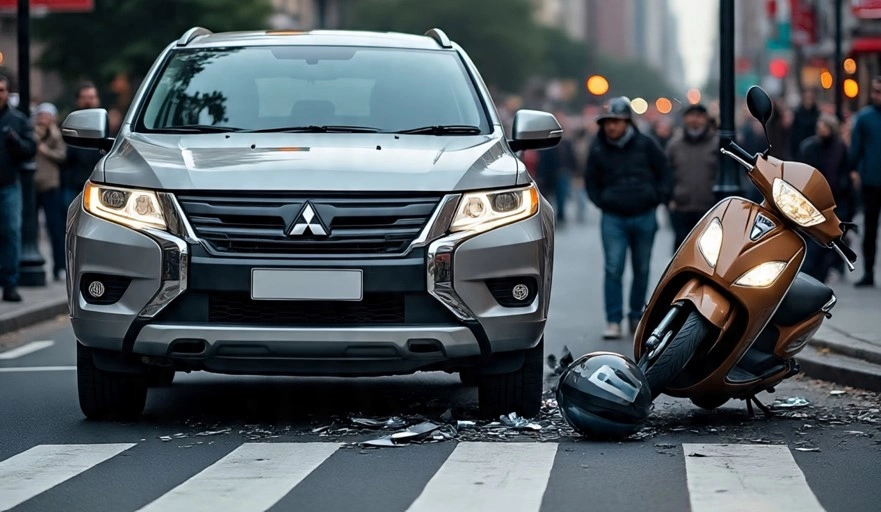 Ilustrasi Mitsubishi Pajero Sport tabrak sepeda motor hingga kedua pengemudinya meninggal [Meta AI]