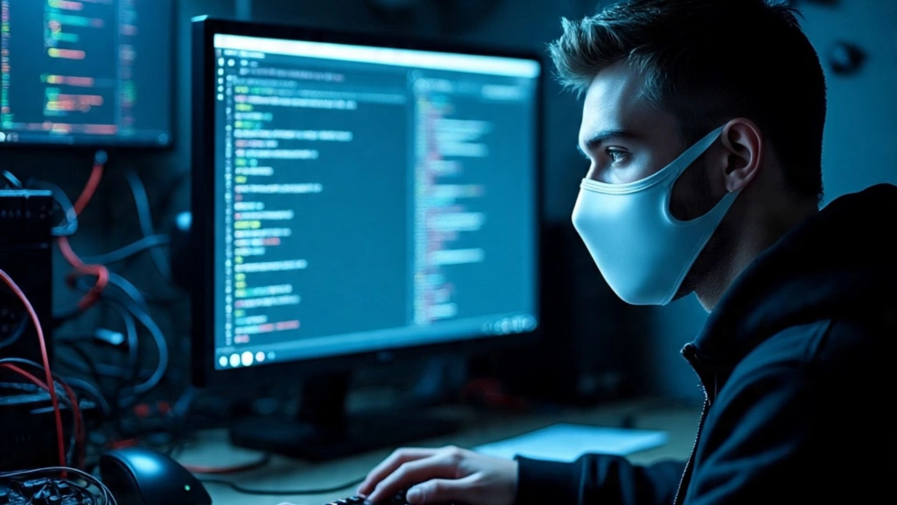 Ilustrasi peretas menggunakan botnet baru bernama Tsundere [Meta AI]